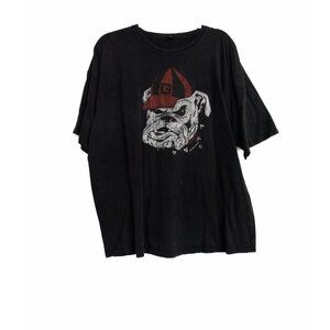 Georgetown Mens Black Cotton T-Shirt Bulldog Graphic Round Neck Short Sleeve XL